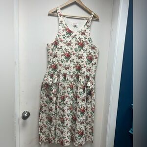 Vintage 80s/90s Floral Rose Cottagecore Apron Dress Sz M